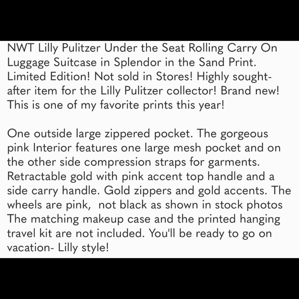Lilly Pulitzer 3 PIECE luggage / suitcase set - Picture 6 of 6